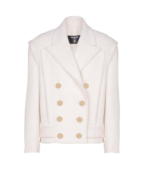 Cropped cashmere reefer jacket