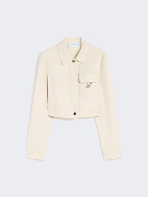 Short washed gabardine jacket - vanilla