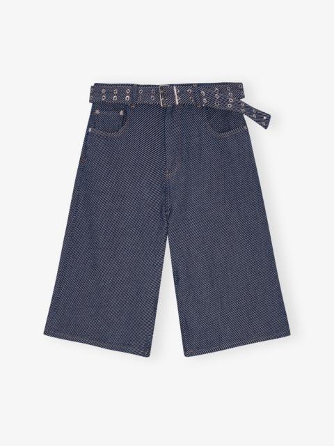 DARK BLUE TWILL DENIM SHORTS