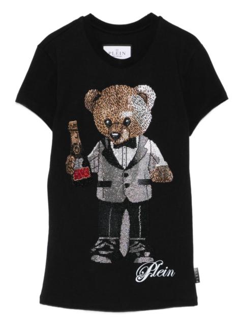 bear-embellished cotton T-shirt