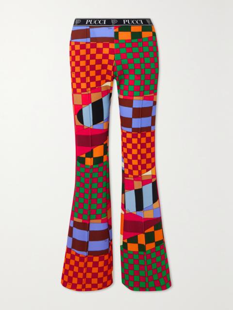 Pleated Printed Jersey Flared Pants