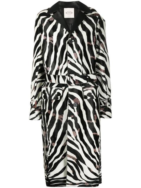 zebra print calf hair trench coat