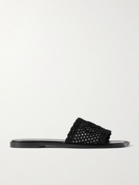 Flower crocheted slides Black