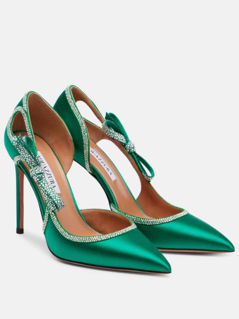 Soave Crystal 105 bow-detail satin pumps