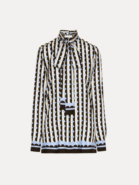 GEOMETRIC CIRCLE SILK TWILL BLOUSE