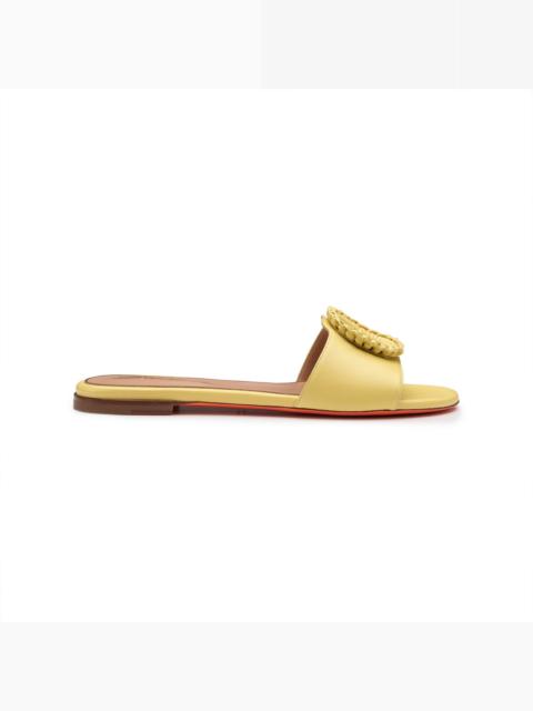 Women's yellow leather slide sandal