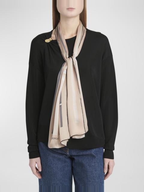 FERRAGAMO Ribbon Print Silk Scarf | REVERSIBLE