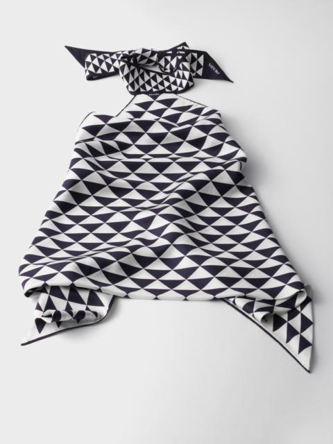 Printed silk twill halter top