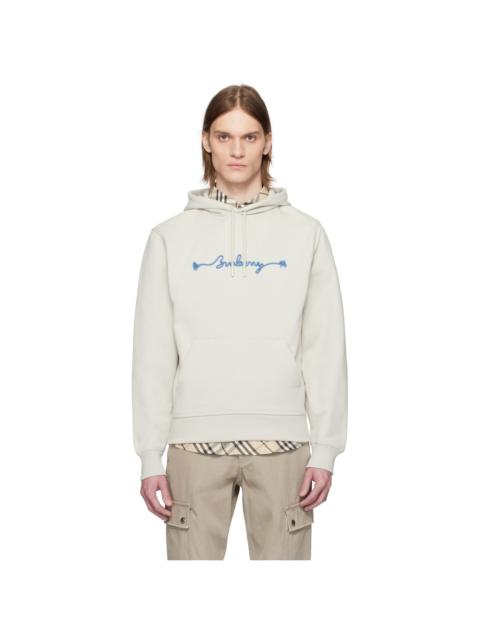 Beige Knot Logo Cotton Hoodie