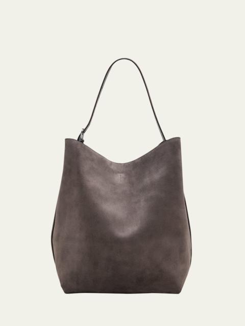 Belted Tote Bag in Suede