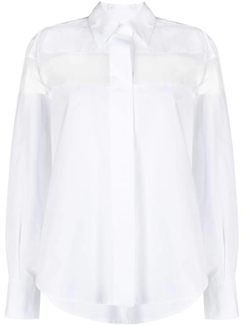 sheer-panel long-sleeve shirt