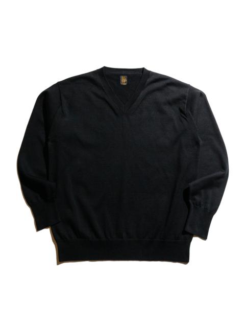 The Sea Island Cotton V Neck Black