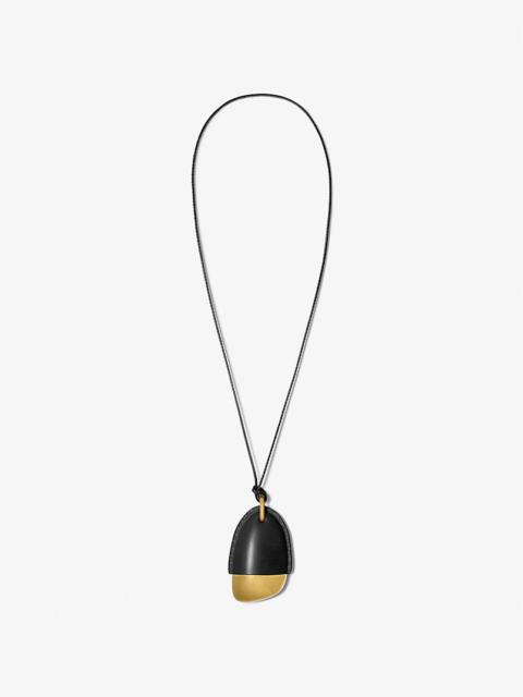 Brushed Brass and Leather Wrapped Pendant Necklace