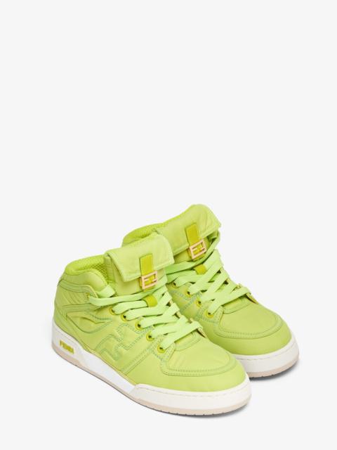 Acid green nylon high-tops