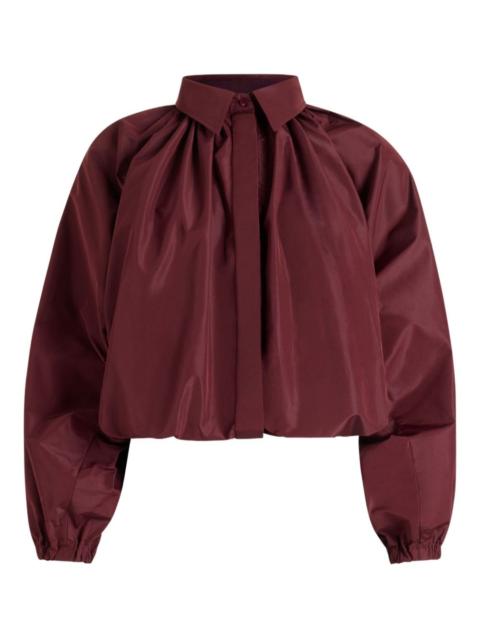 bubble-sleeve collared blouse