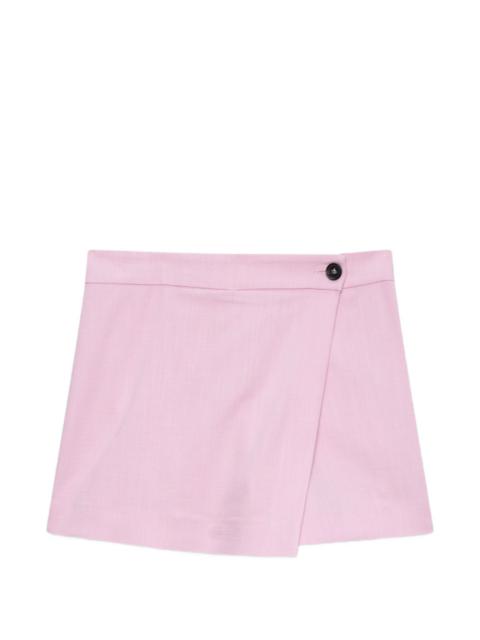 button-fastening wrap shorts