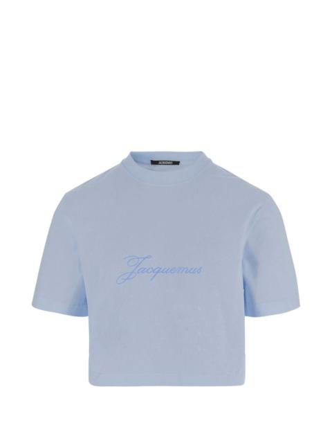 logo-embroidered cropped T-shirt