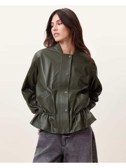 SOFI DRAWSTRING LEATHER BOMBER JACKET