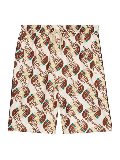 Men's Gucci x THE NORTH FACE Crossover SS21 Webbing Printing Plain Weave Knit Shorts Ivory 651333-XJ
