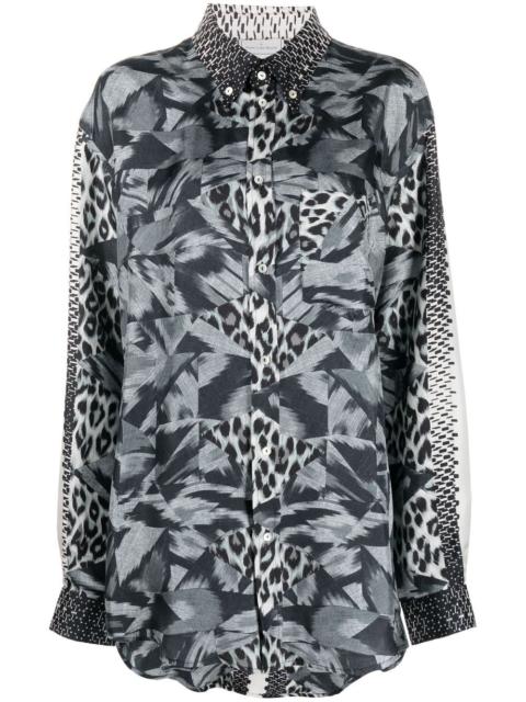 abstract-print silk shirt