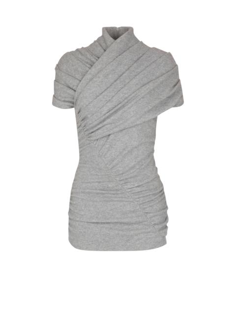 Draped cotton knit top