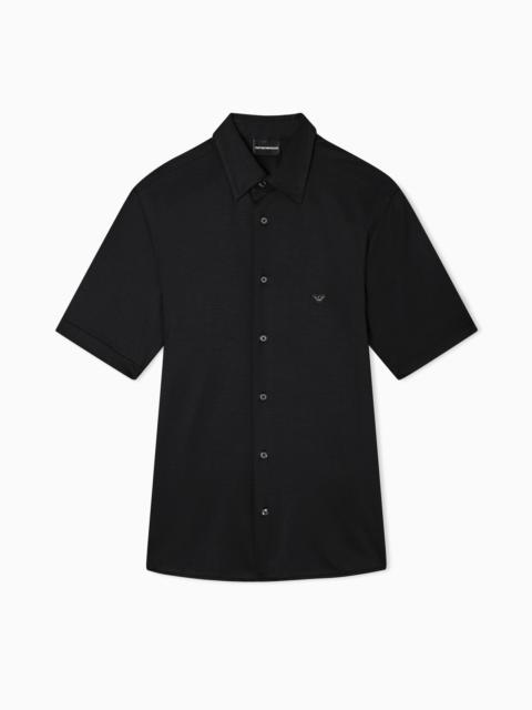 SHORT-SLEEVED SLIM-FIT SHIRT IN A LYOCELL-BLEND JERSEY