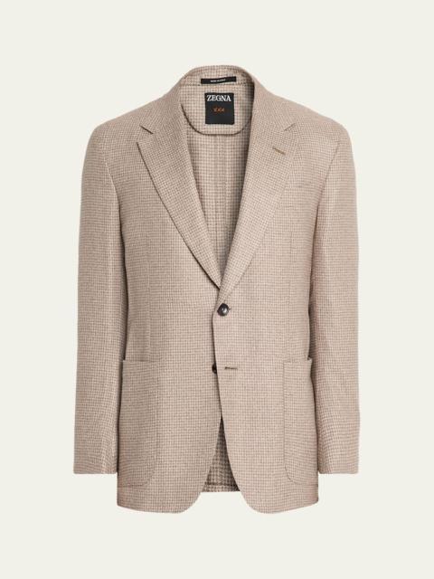 Men's Silk and Cashmere Houndstooth Notch-Lapel Sport Coat