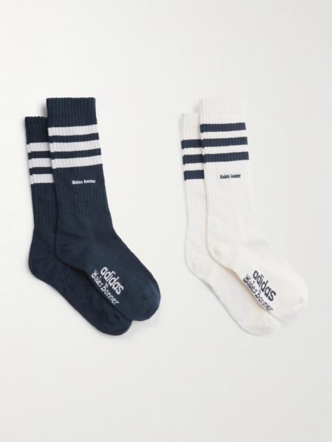 + Wales Bonner Set Of Two Striped Ribbed Cotton-blend Socks