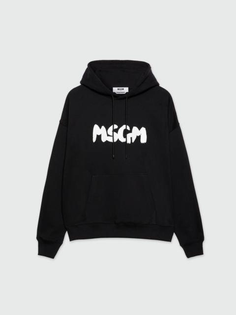 Black jersey sweatshirt with brushstroke logo