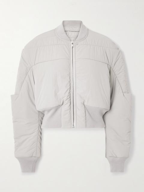 Cropped Wool-trimmed Shell Down Bomber Jacket