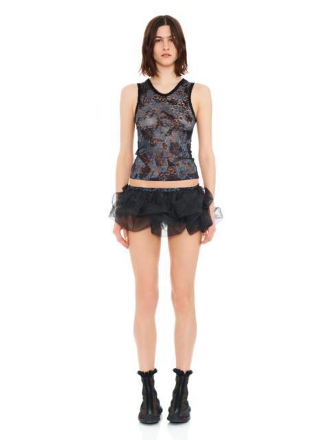 BLACK WATERCOLOR ROSES LACE DACHI TOP