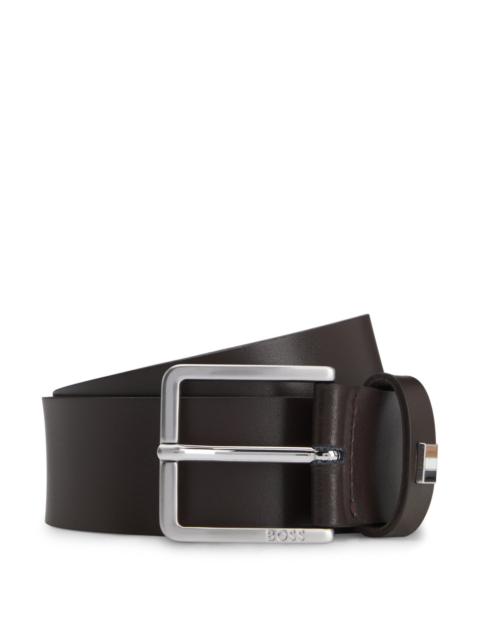 ITALIAN-LEATHER BELT WITH SIGNATURE-STRIPE KEEPER TRIM