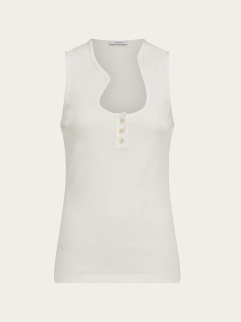 Vest with sculptural neckline