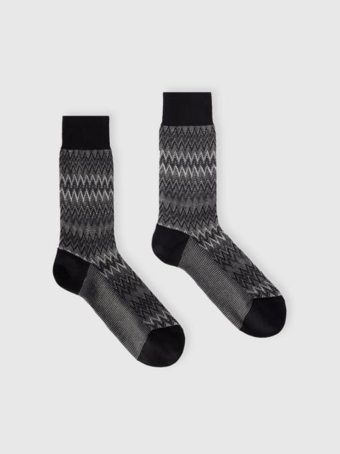Mid-length cotton-blend zigzag socks