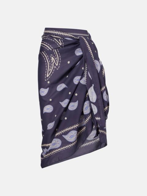 Printed cotton beach cover-up