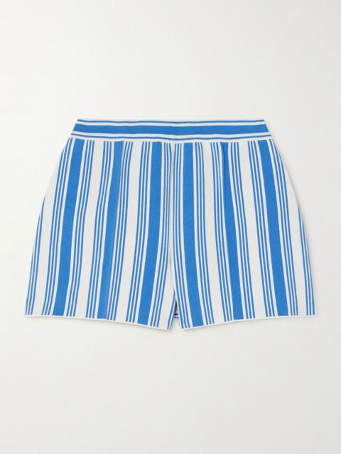 Savannah striped cotton-blend shorts Blue