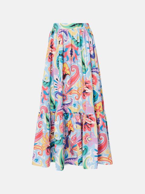 Printed cotton maxi skirt
