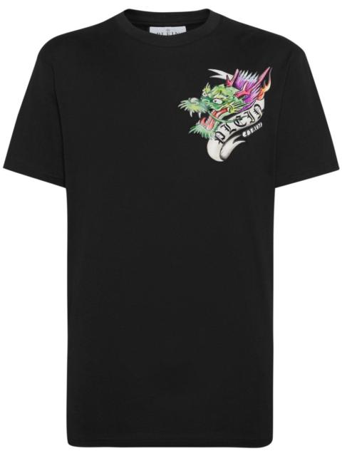 Tattoo-print cotton T-shirt