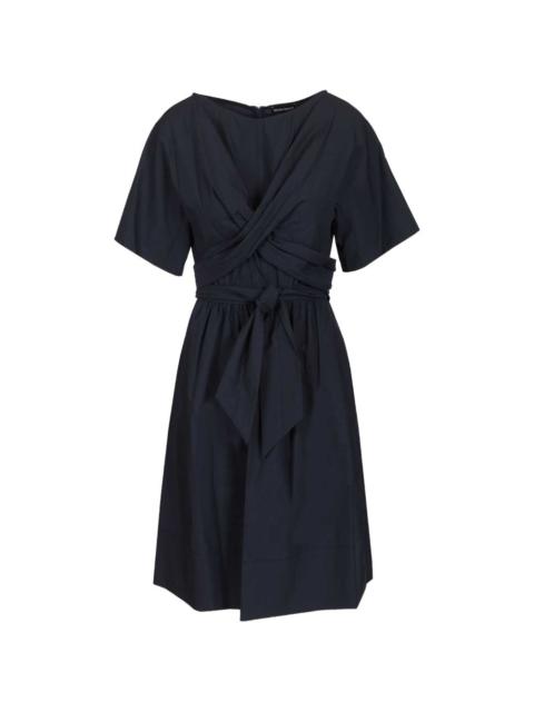 V-neck belted midi dress