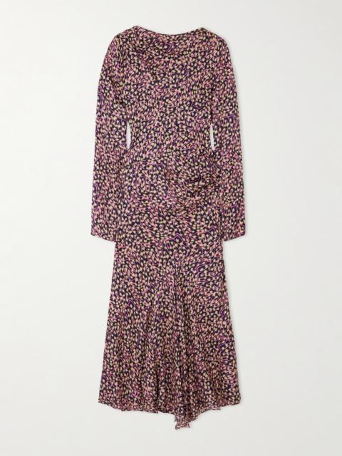 Ulani Asymmetric Gathered Crepe Midi Dress