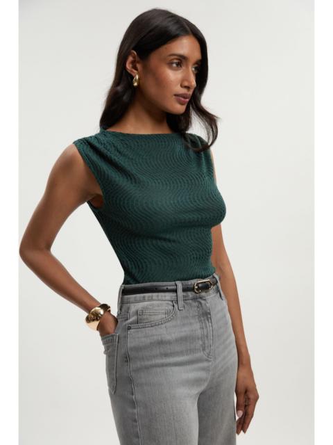 Sheered Textured Jersey Short Sleeve Top