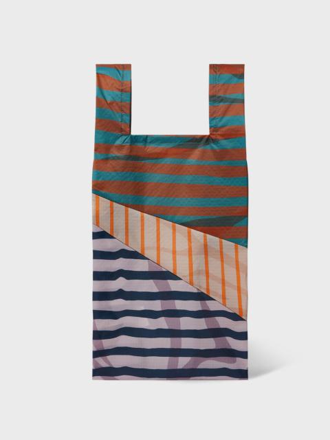 Susan Bijl x Paul Smith - Teal Mixed-Stripe 'The New Shopping Bag' Medium