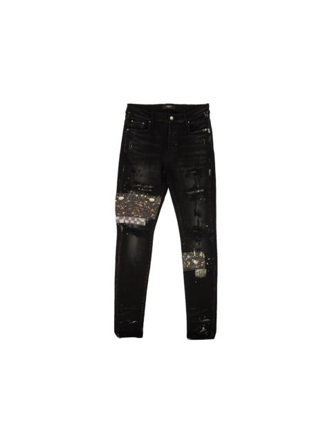 AMIRI Artpatch Checker Skinny Jeans Black