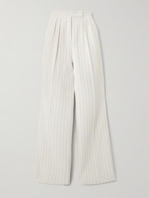 Pinstriped Cotton-piqué Wide-leg Pants