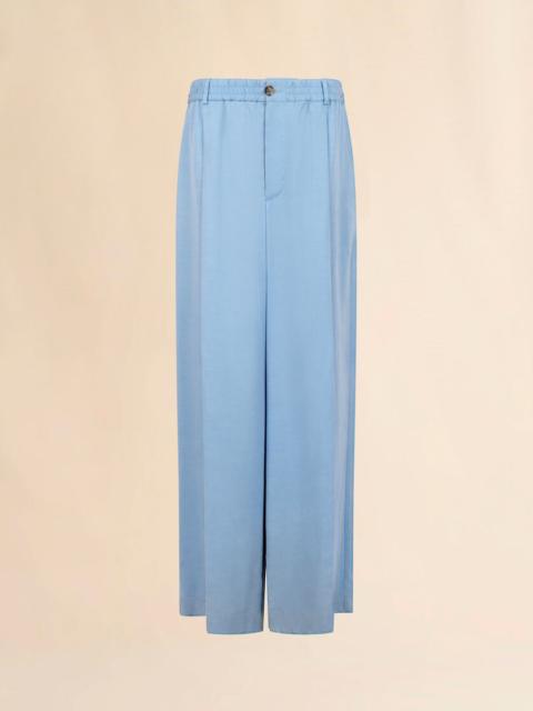 LIGHT BLUE SATIN WIDE-LEG TROUSERS