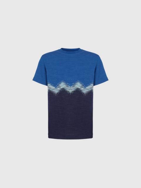 Cotton crewneck T-shirt with slub zigzag