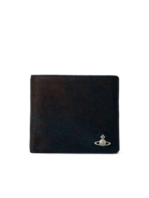 metal logo suede wallet