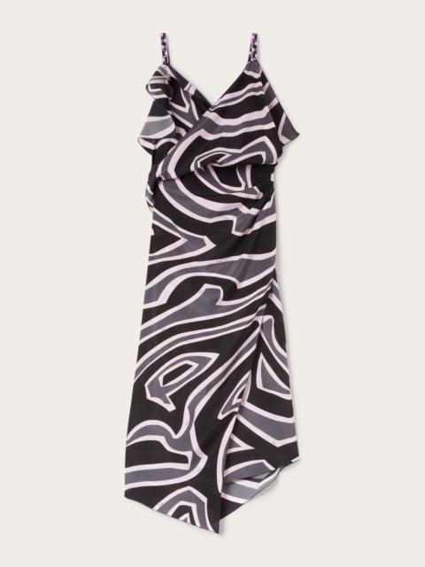 LABIRINTO PRINT ASYMMETRICAL MIDI DRESS