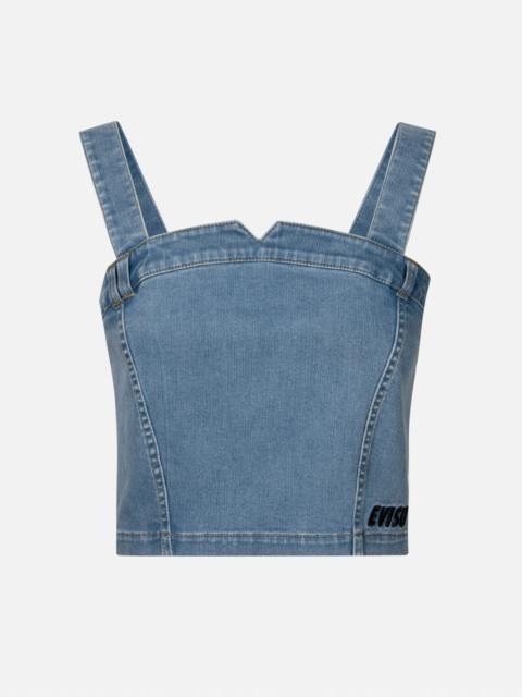 LOGO EMBROIDERY WASHED FASHION FIT DENIM VEST