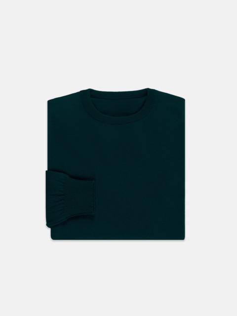 MADE-IN-SCOTLAND GREEN CASHMERE CREWNECK SWEATER